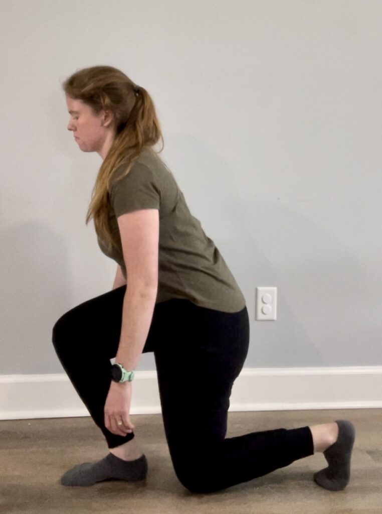 woman lunging forward